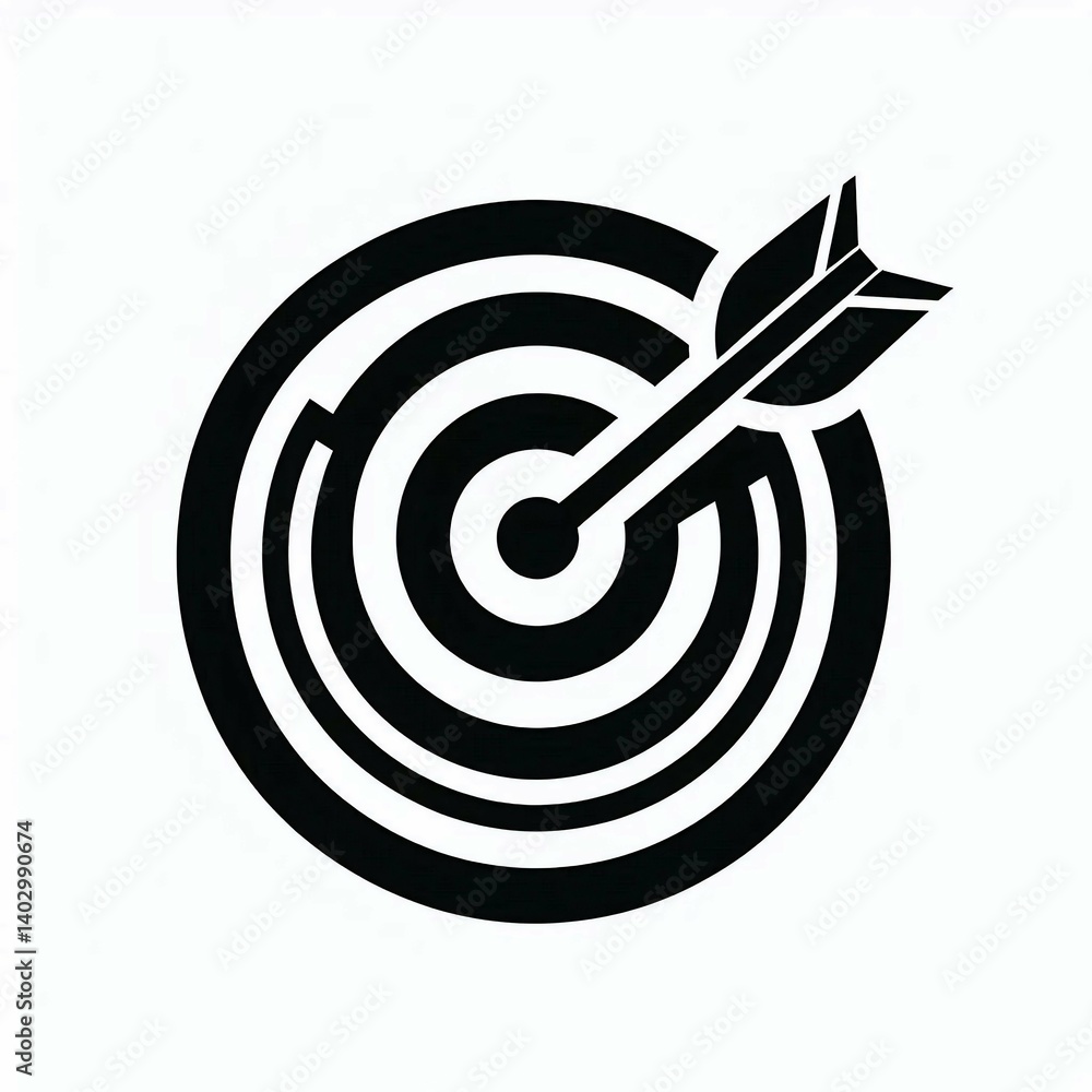 Target with Arrow Graphic in Black and White suitable for social media graphic Target with Arrow Graphic in Black and White suitable for social media graphic