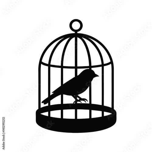 canary in cage vector silhouette 