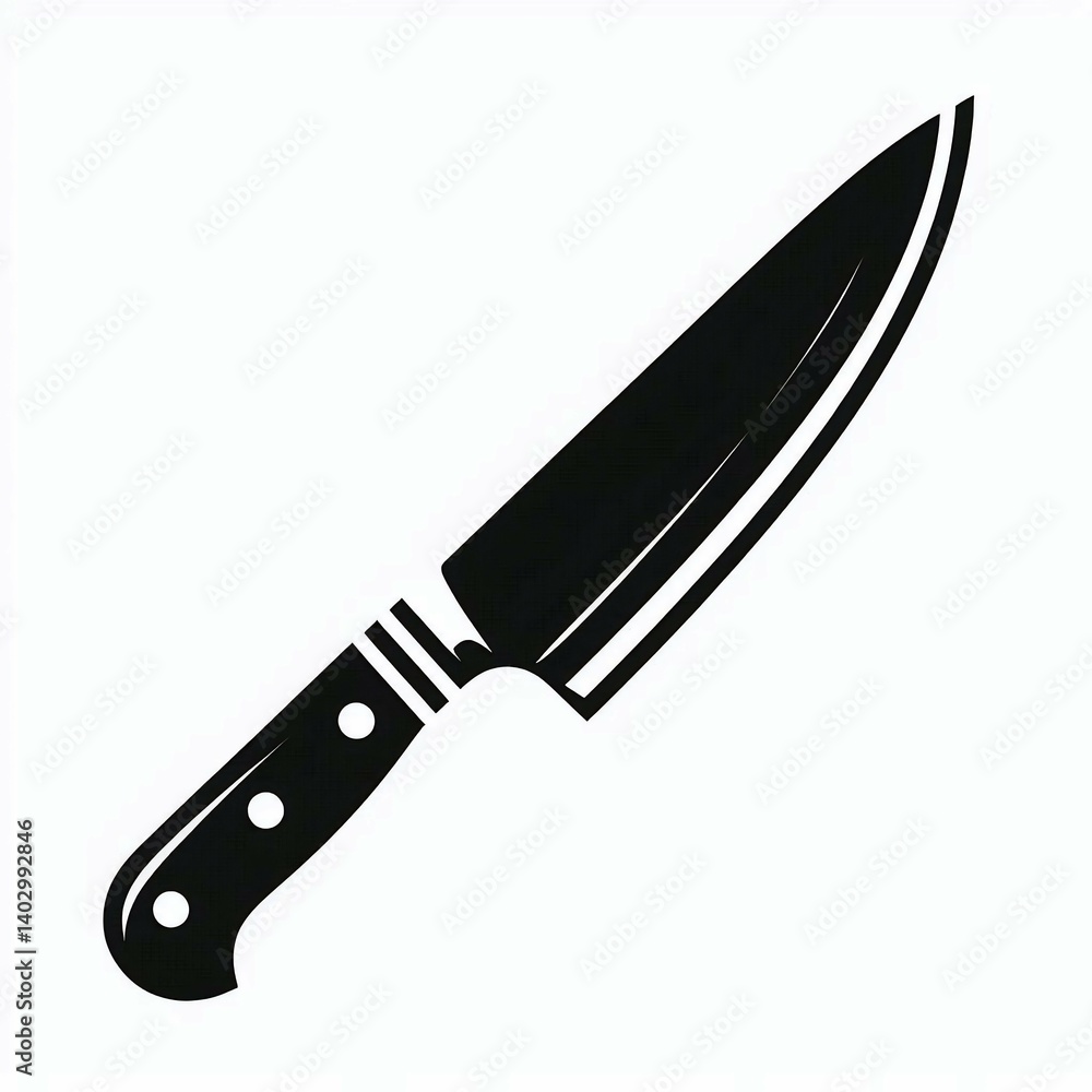 Fototapeta premium Chef Knife Illustration Black and White suitable for digital asset library