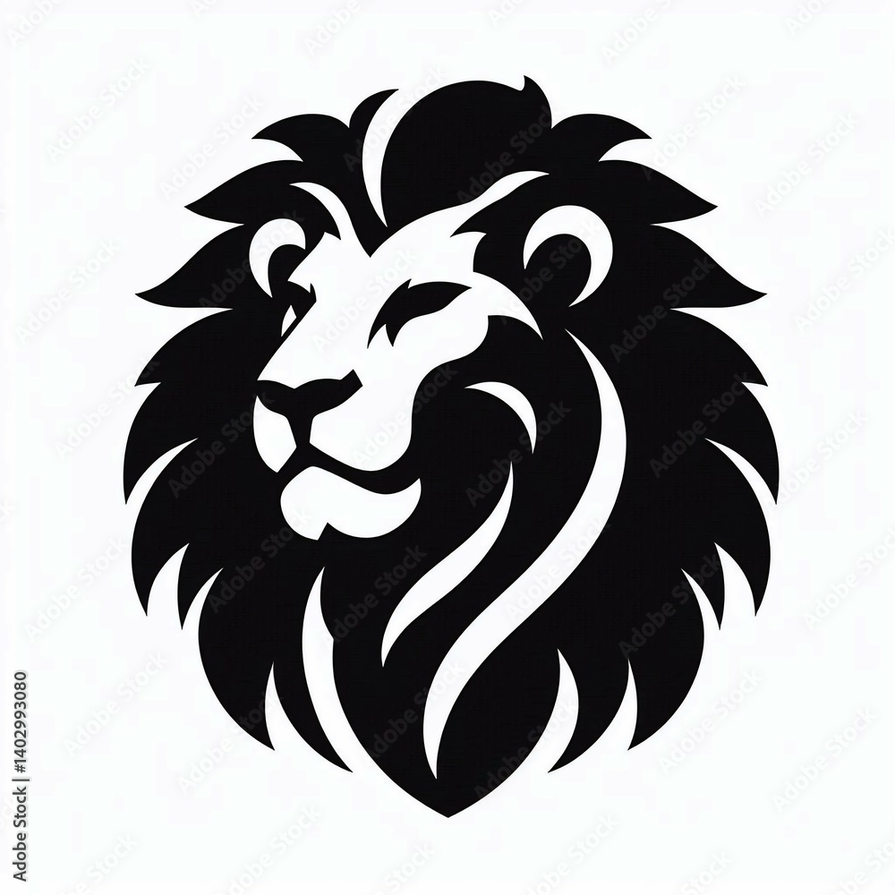 Fototapeta premium Stylized Lion Head Logo in Black and White suitable for marketing material