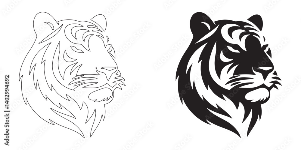 High-resolution tiger silhouette designed with minimalist vector lines – perfect for wildlife and digital art – tiger icon – tiger illustration – tiger lineart
High-resolution tiger silhouette designed with minimalist vector lines – perfect for wildlife and digital art – tiger icon – tiger illustration – tiger lineart