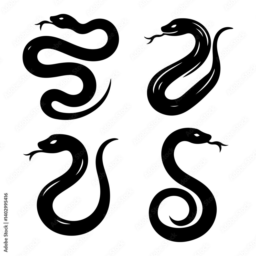 Obraz premium Snake, anaconda silhouette vector file.