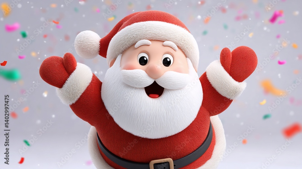 Cheerful Santa Claus amidst festive confetti Cheerful Santa Claus amidst festive confetti