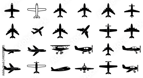 Aircraft icon vector set. airplane illustration sign collection. plane symbol or logo