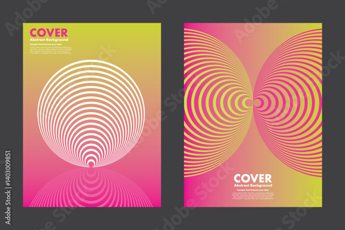 Vector abstract cover design with vibrant gradient in pink, yellow and hypnotic concentric circles. Eye-catching modern background suitable for poster, prints, digital media 