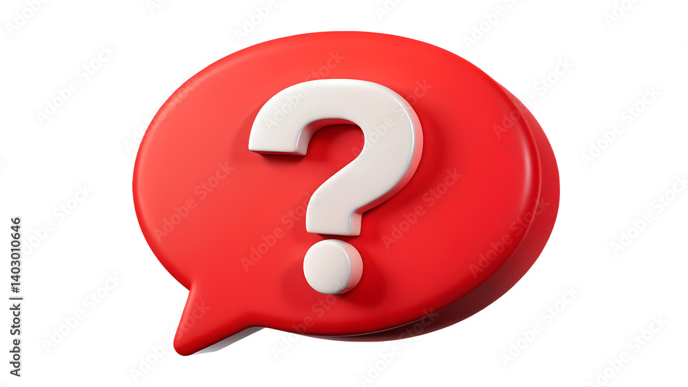 Red speech bubble, white question mark Red speech bubble, white question mark