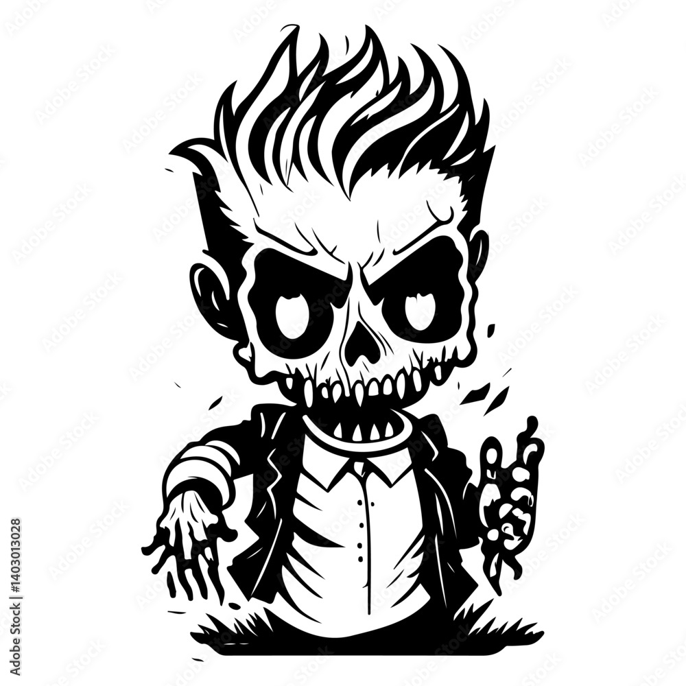 Fototapeta premium Spooky Little Zombie Boy Character Illustration