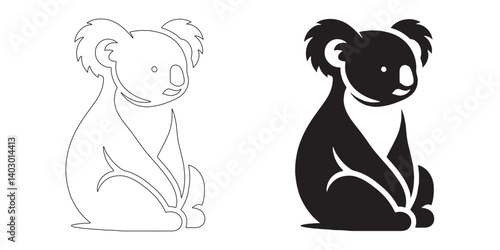 Modern and minimalist koala outline in vector design – a great match for digital illustration use – koala icon – koala illustration – koala lineart


