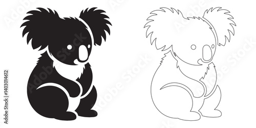 Elegant koala silhouette in vector art form – ideal for wildlife art and creative branding – koala icon – koala illustration – koala lineart

