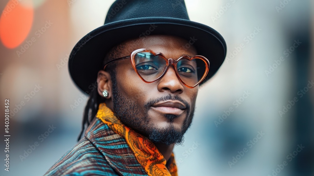 A charming man in a stylish hat and colorful scarf smiles gracefully, embodying a blend of classic and contemporary fashion against a soft, blurred background, radiating warmth and charm. A charming man in a stylish hat and colorful scarf smiles gracefully, embodying a blend of classic and contemporary fashion against a soft, blurred background, radiating warmth and charm.