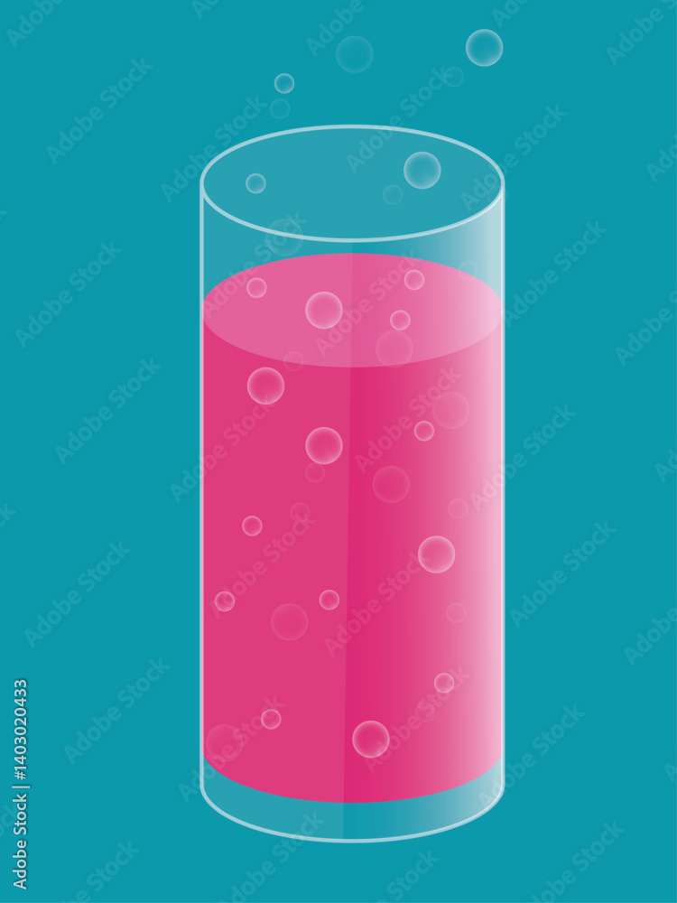 Verre de boisson pétillante rose – illustration modifiable style flat design mid-century Verre de boisson pétillante rose – illustration modifiable style flat design mid-century
