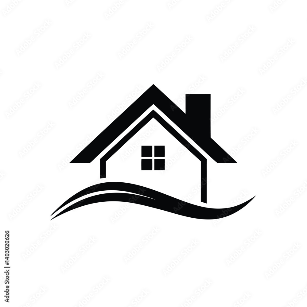clean real estate logo with abstract house icon clean real estate logo with abstract house icon