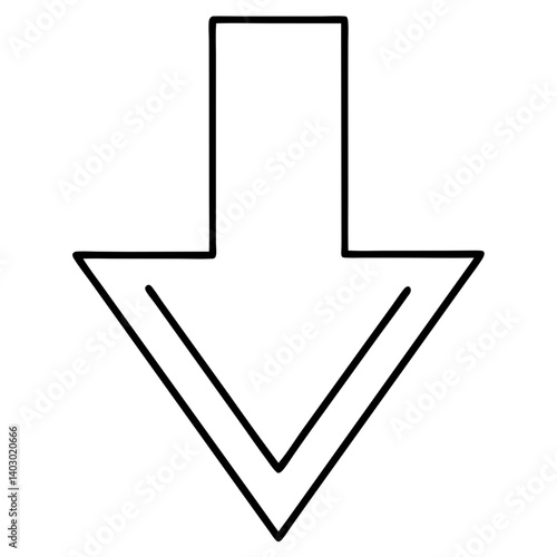 Simple downward arrow icon design representing direction and navigation concepts