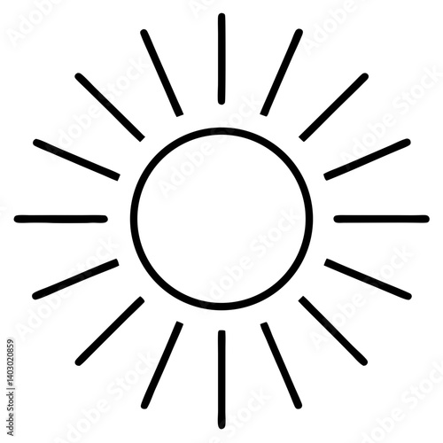 Simple sun icon design representing light and warmth concepts