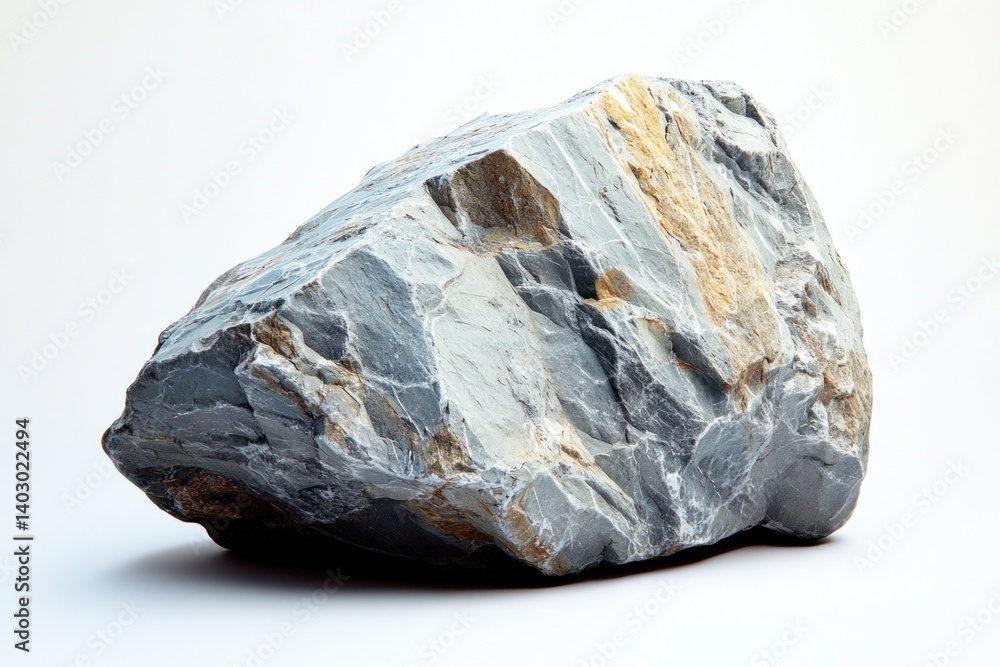 A large rock is prominently displayed against a pure white background, showcasing its unique textures and geological details, inspiring curiosity A large rock is prominently displayed against a pure white background, showcasing its unique textures and geological details, inspiring curiosity