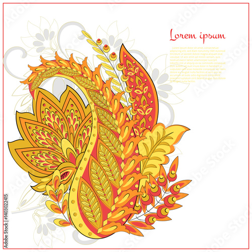 Paisley Vector Pattern. Floral Isolated Asian Illustration