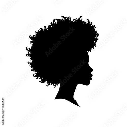 Outline of afro lady on white background