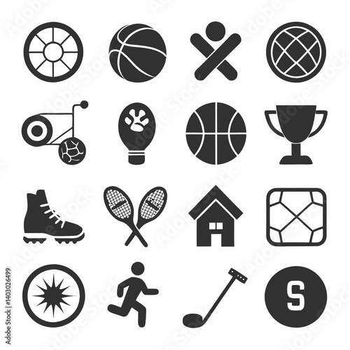Sports and Recreation Icon Set with Multiple Activities