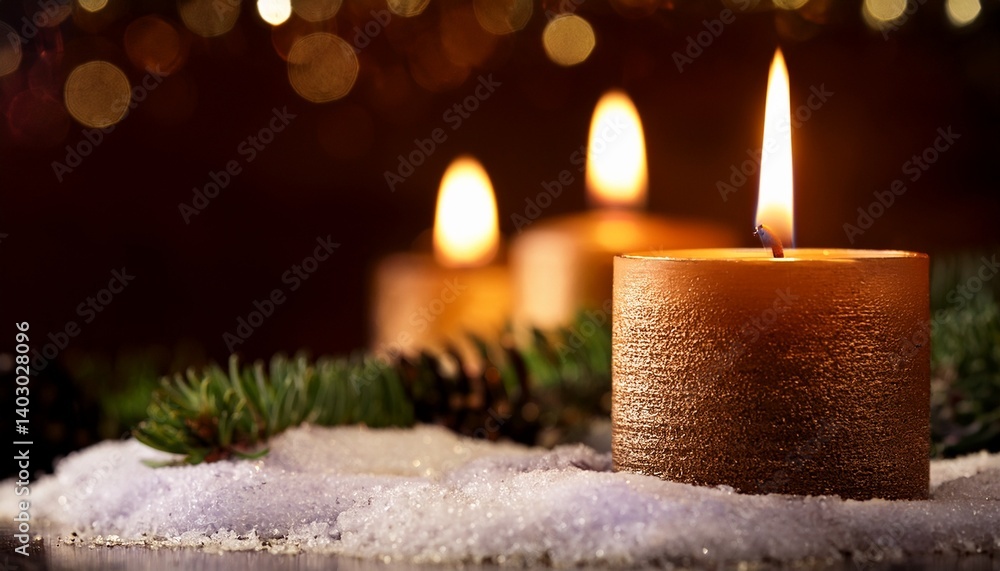 Advent candles one flame in the foreground Advent candles one flame in the foreground