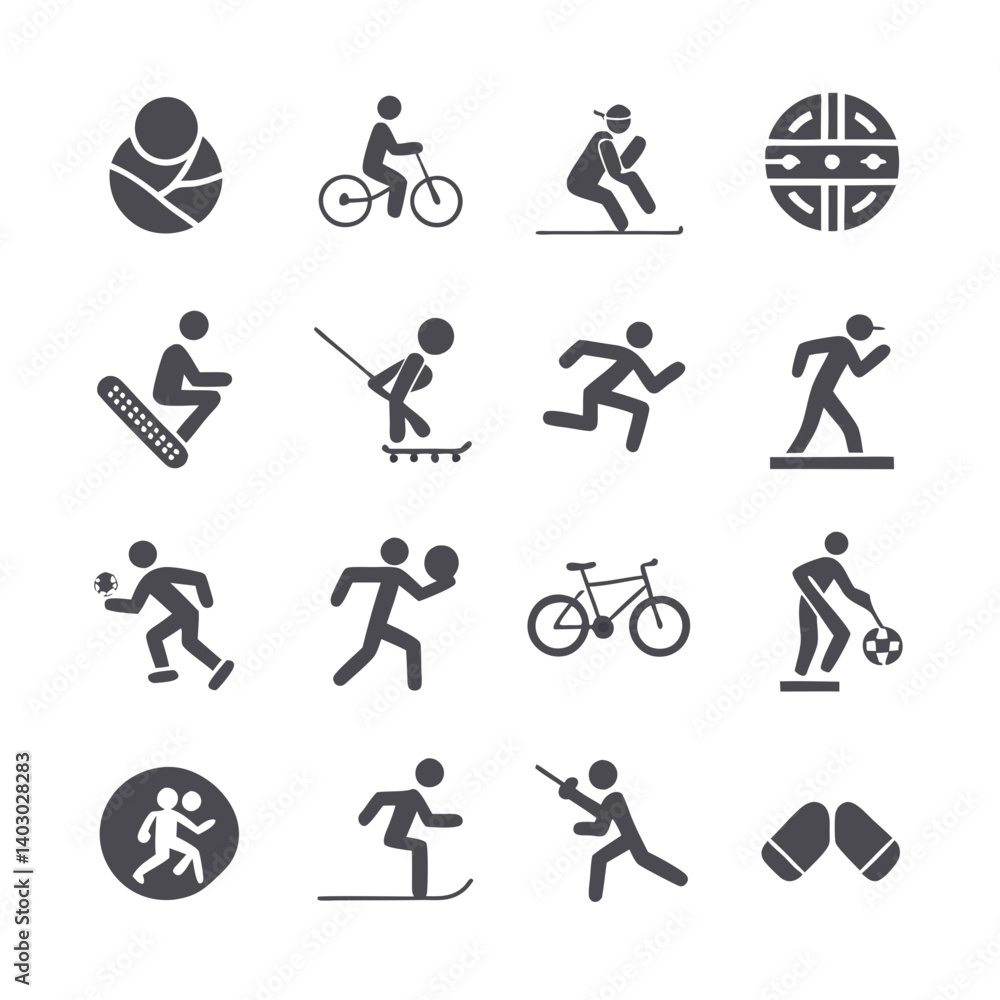 Variety of Sport and Culture Black Pictogram Icons Variety of Sport and Culture Black Pictogram Icons