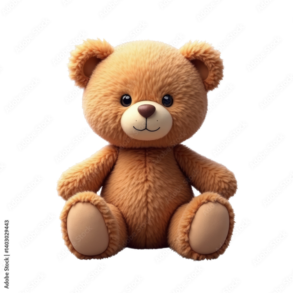 Cute Fluffy Teddy Bear, Brown Fur, Sitting Pose, Transparent Background. Cute Fluffy Teddy Bear, Brown Fur, Sitting Pose, Transparent Background.