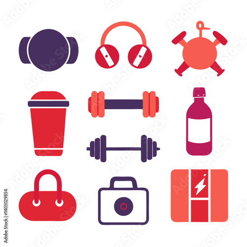 Fitness and Gym Equipment Vector Illustration Design