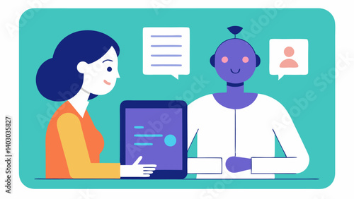 The and AI Collaboration A physical the discussing a tablet with an AI interface that provides exercises tailored to the patients recovery needs.
