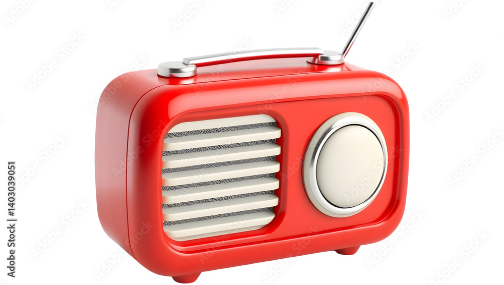 Retro red radio. Classic design.
