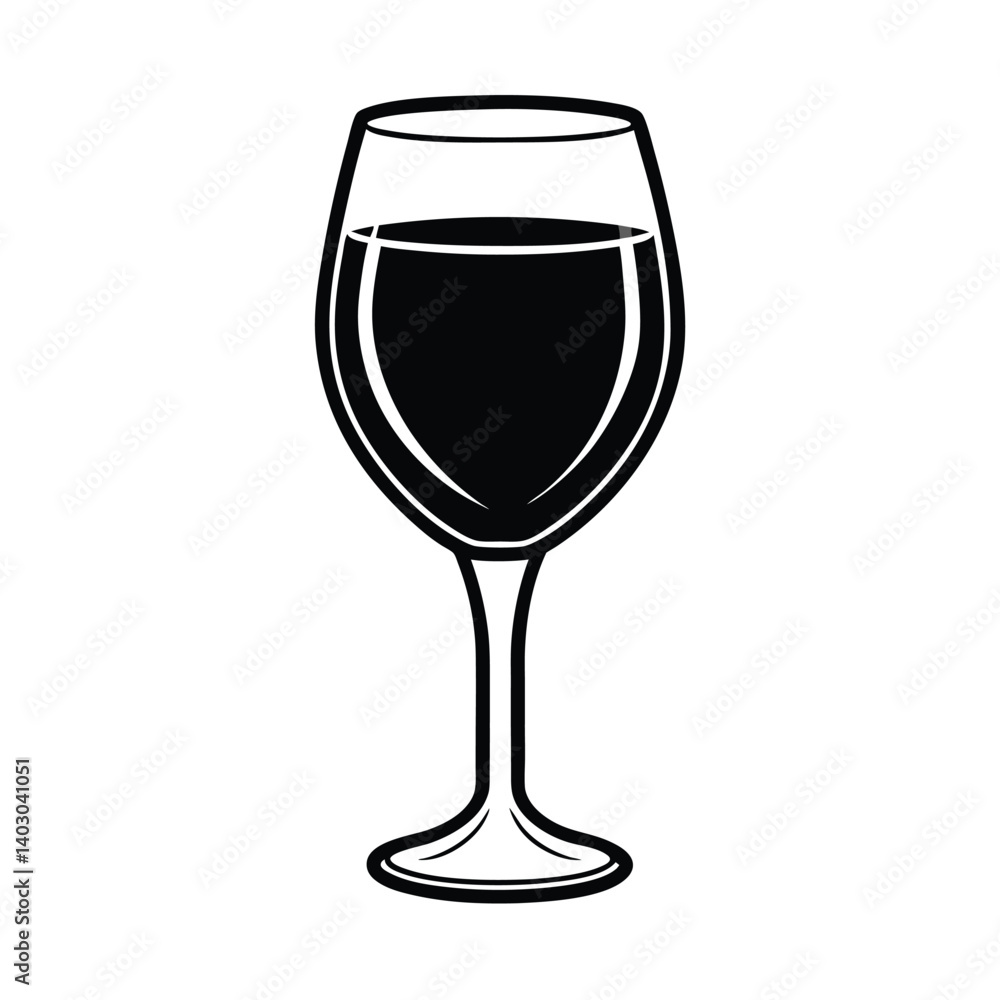 Fototapeta premium Simple Black and White Wine Glass Illustration