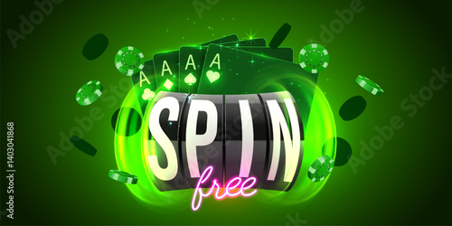 Free spin. Black slot machine wins the jackpot. 777 Big win concept. Casino jackpot.