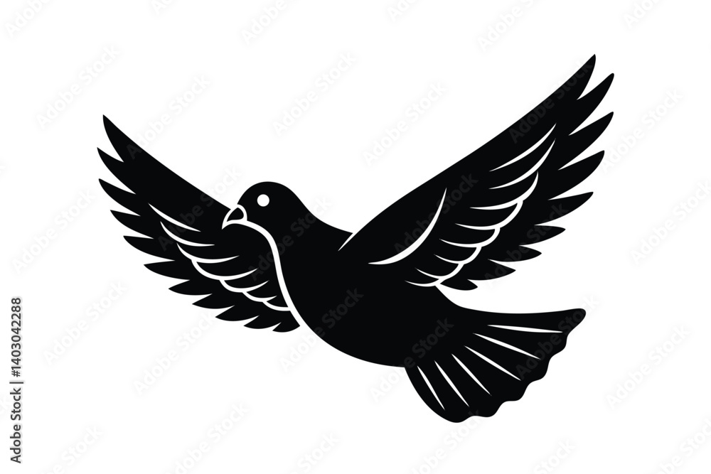 Obraz premium Graceful Black and White Pigeon in Flight