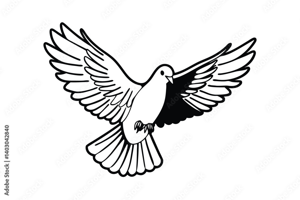 Obraz premium Majestic Pigeon in Flight, a Symbol of Peace