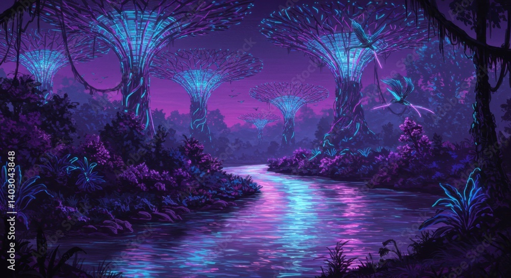 Bioengineered Neon Rainforest