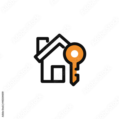 House Icon with Key Symbolizing Home Ownership  