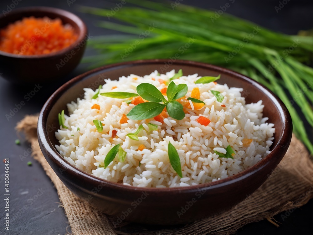 Delicious Fried Rice with Green Onions and Basil Delicious Fried Rice with Green Onions and Basil