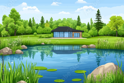 Modern house landscape 