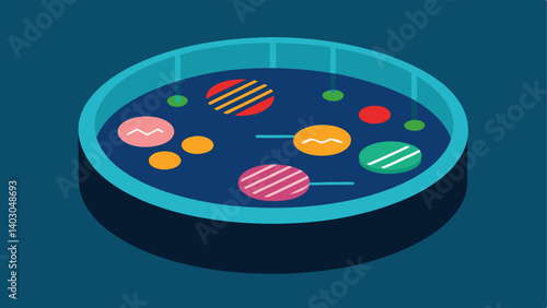 Petri Dish Experiment Closeup of a petri dish containing genetically modified cells with labels indicating different genetic edits made using CRISPR technology.