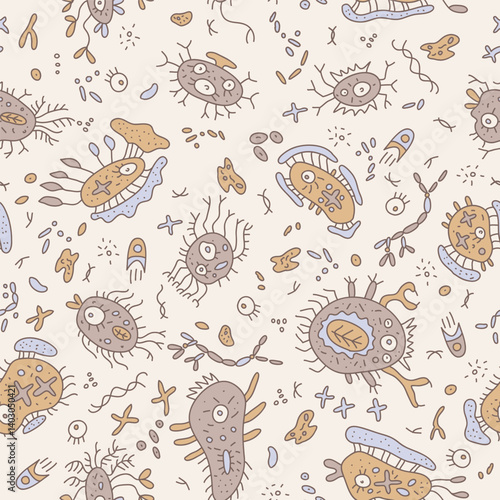 Dangerous bacteria seamless vector pattern