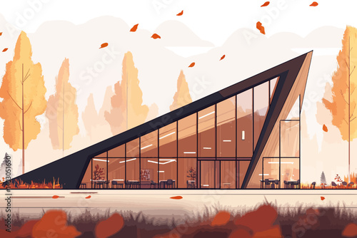 Modern house landscape vector illustration 