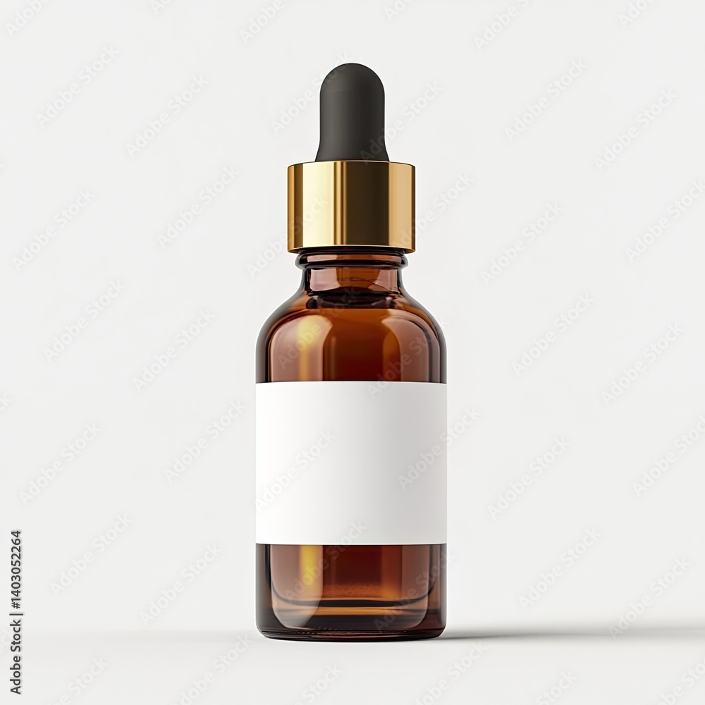 Amber glass dropper bottle with blank label Amber glass dropper bottle with blank label