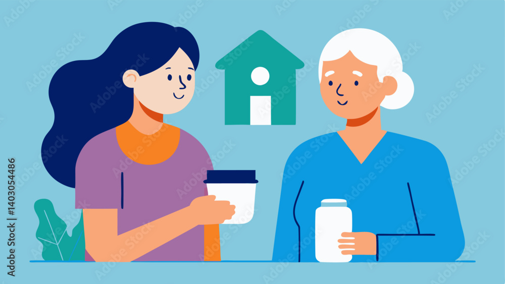 Home Health Visit A nurse or healthcare professional visiting an elderly person at home discussing medications or health routines symbolizing professional support. Home Health Visit A nurse or healthcare professional visiting an elderly person at home discussing medications or health routines symbolizing professional support.