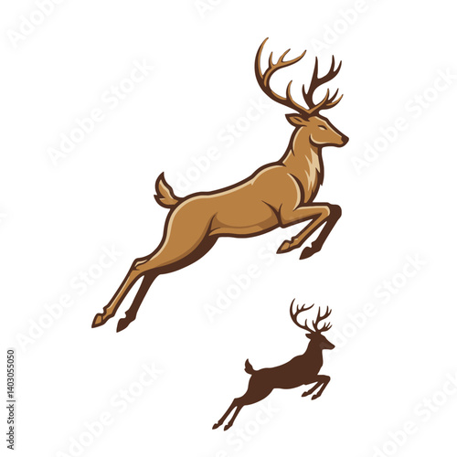 Deer jumping illustration