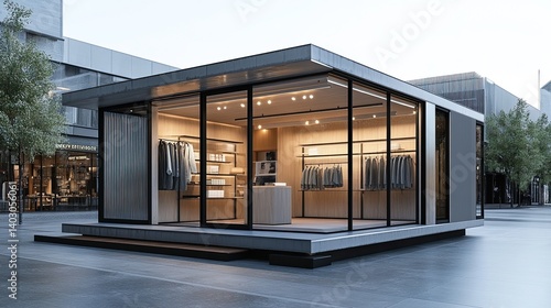 Pop-up retail store with modular aluminum siding, designed for easy assembly and disassembly 