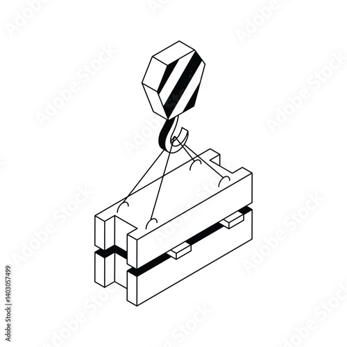 Get your hands on this isometric icon of crane hoist