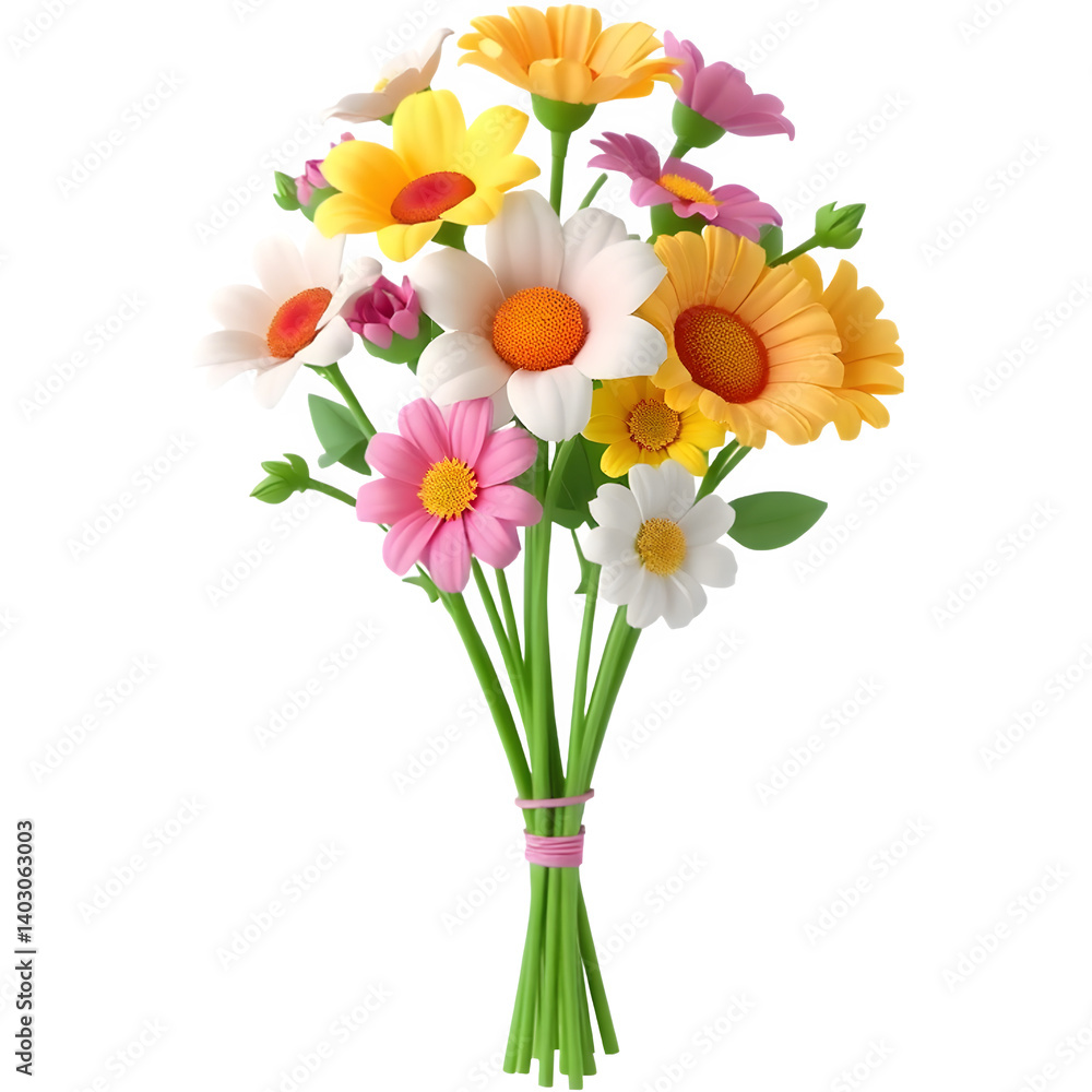 Vibrant bouquet of daisies, gerbera, and other cheerful blooms.
