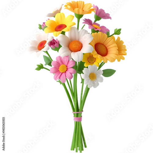 Vibrant bouquet of daisies, gerbera, and other cheerful blooms.