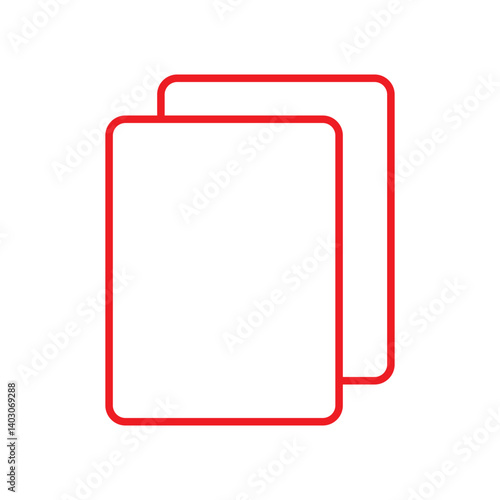 Add new tab, slide, or section line art vector icon. Red Dublicate, boxes mini line, icon. Red Copy icon vector isolated on white background. Red Copy vector. Red copy duplicate layer icon.