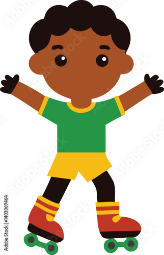 french boy on roller shoes