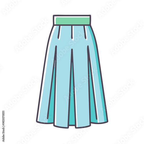 A Light Blue Pleated Midi Skirt Fashion Illustration