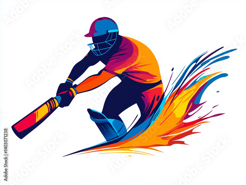 cricket batsman vector illustration